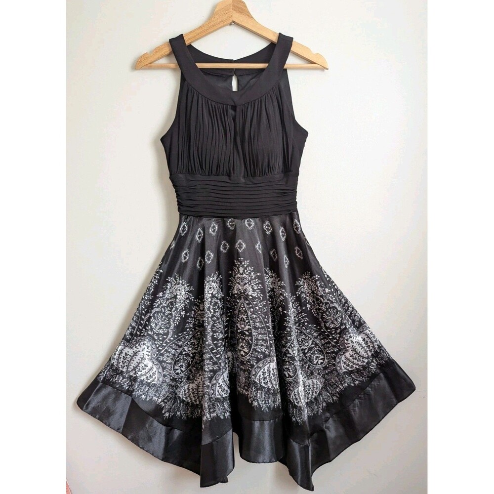90s Satin Skirt Halter Dress Handkerchief Hem Silky Dark Fairy Vampy 6 Black
